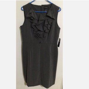 SOHO Apparel Ltd Grey Sleeveless Dress with Ruffle 14 Petite